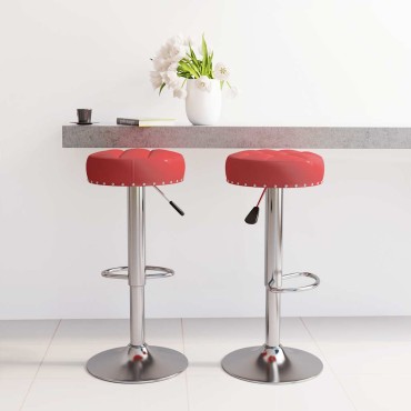 vidaXL Σκαμπό Μπαρ 2 τεμ. Μπορντό Υφασμάτινα 38,5x38,5x(63-83)cm