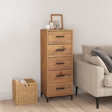 vidaXL Συρταριέρα 42x35x110cm από Μασίφ Ξύλο Πεύκου 1 τεμ.