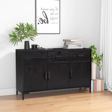 vidaXL Ντουλάπι Μαύρο 110x35x70cm από Μασίφ Ξύλο Πεύκου 1 τεμ.