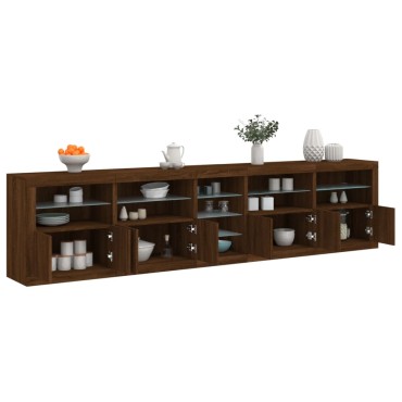 vidaXL Μπουφές με LED Καφέ Δρυς 283x37x67cm 1 τεμ.