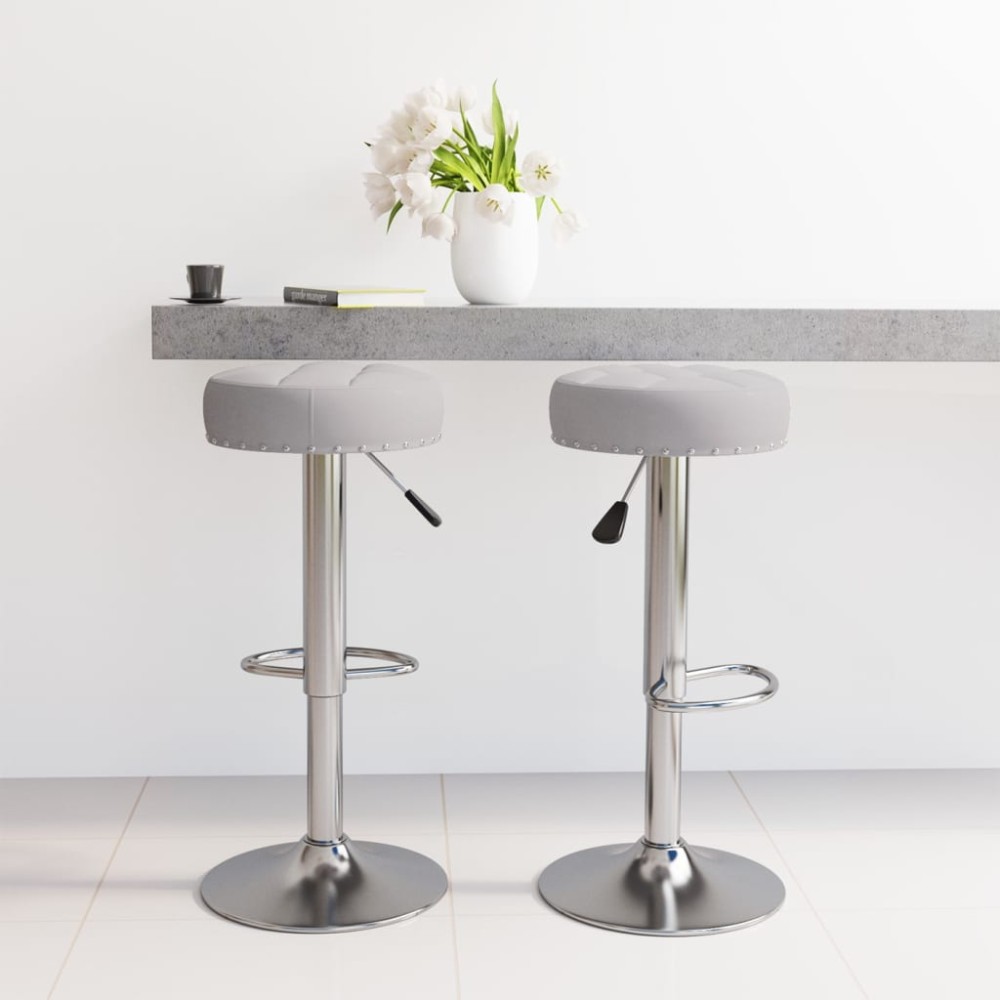 vidaXL Σκαμπό Μπαρ 2 τεμ. Γκρι Υφασμάτινα 38,5x38,5x(63-83)cm