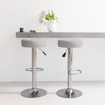 vidaXL Σκαμπό Μπαρ 2 τεμ. Γκρι Υφασμάτινα 38,5x38,5x(63-83)cm