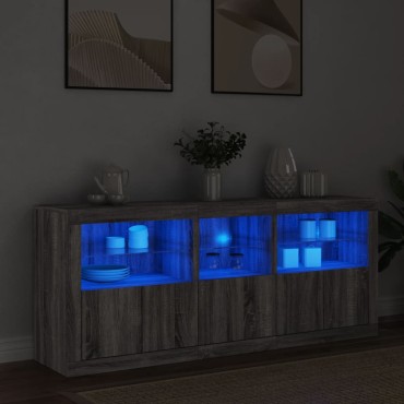 vidaXL Μπουφές με LED Γκρι Sonoma 162x37x67cm 1 τεμ.