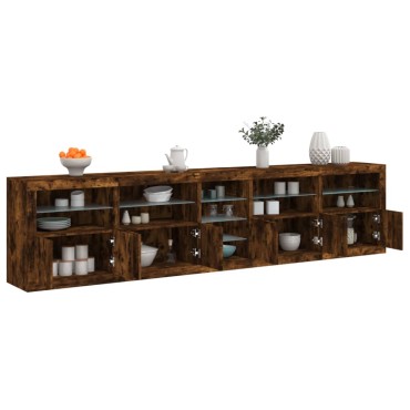 vidaXL Μπουφές με LED Καπνιστή Δρυς 283x37x67cm 1 τεμ.