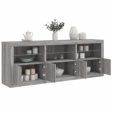 vidaXL Μπουφές με LED Γκρι Sonoma 181,5x37x67cm 1 τεμ.