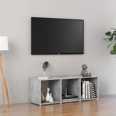 vidaXL Έπιπλο Τηλεόρασης Γκρι Σκυρ. 107x35x37cm από Επεξ. Ξύλο