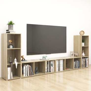 vidaXL Έπιπλα Τηλεόρασης 4 τεμ. Sonoma Δρυς 107x35x37cm Μοριοσανίδα