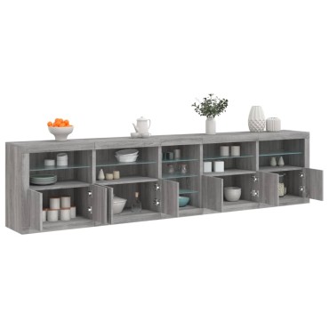 vidaXL Μπουφές με LED Γκρι Sonoma 283x37x67cm 1 τεμ.