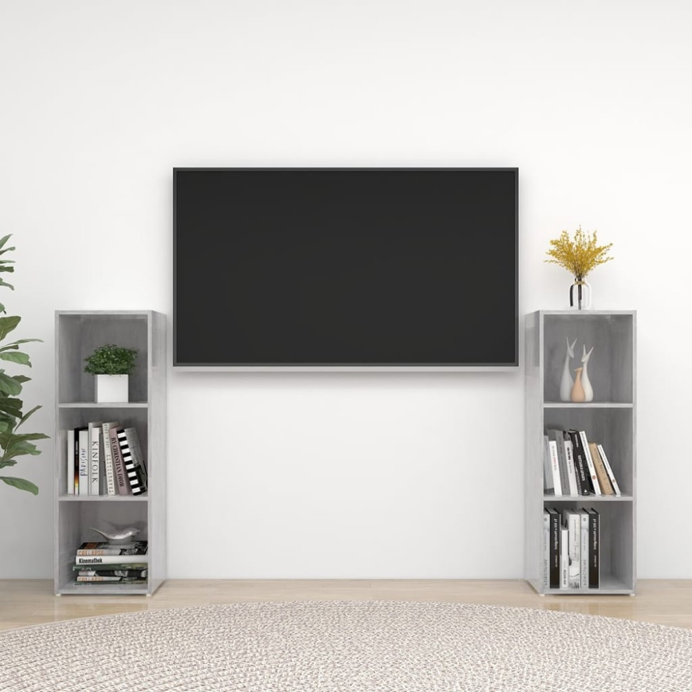 vidaXL Έπιπλα Τηλεόρασης 2 τεμ. Γκρι Σκυρ. 107x35x37cm Μοριοσανίδα