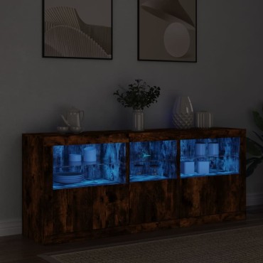 vidaXL Ντουλάπι με LED Καπνιστή Δρυς 162x37x67cm 1 τεμ.