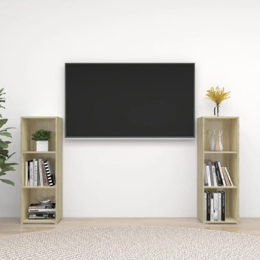 vidaXL Έπιπλα Τηλεόρασης 2 τεμ. Sonoma Δρυς 107x35x37cm Επεξ. Ξύλο