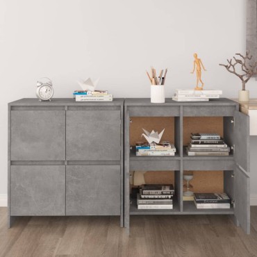 vidaXL Ντουλάπια 2 τεμ. Γκρι Σκυροδέματος 70x41x75cm Μοριοσανίδα