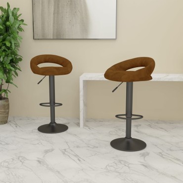 vidaXL Σκαμπό Μπαρ 2 τεμ. Καφέ Βελούδινα 45x43x(75-97)cm