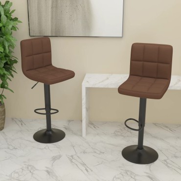 vidaXL Σκαμπό Μπαρ 2 τεμ. Καφέ Υφασμάτινα 40x47x(90-111)cm