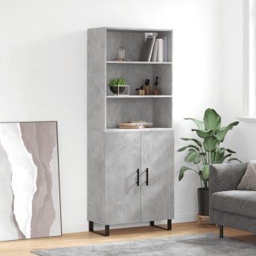 vidaXL Ντουλάπι Γκρι Σκυροδέματος 69,5x34x180cm Επεξεργασμένο Ξύλο 1 τεμ.