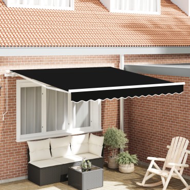vidaXL Χειροκίνητη Ανασυρόμενη Τέντα Μαύρη 300x250 εκ.