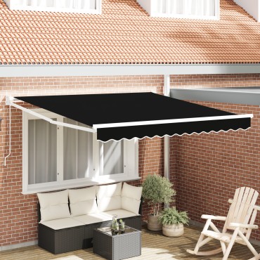 Ανασυρόμενη τέντα vidaXL Μαύρη 300x250 cm, Ύφασμα αντικατάστασης για τέντα 3x2.5 m Μαύρη