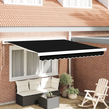 vidaXL Χειροκίνητη Ανασυρόμενη Τέντα Μαύρη 300x250 εκ.