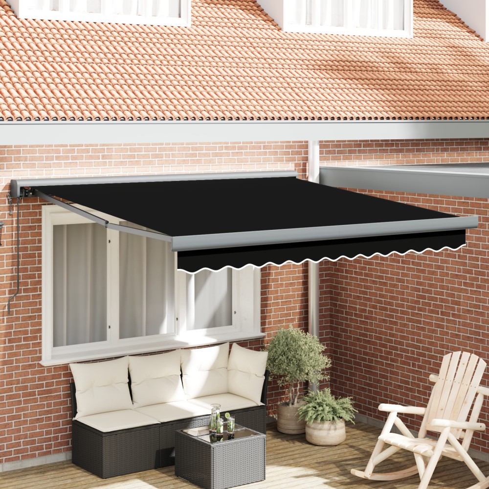 vidaXL Αυτόματη Ανασυρόμενη Τέντα Μαύρη 300x250 cm