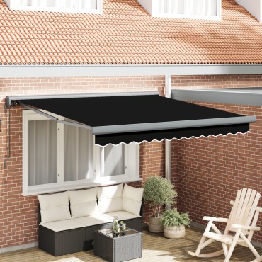 vidaXL Αυτόματη Ανασυρόμενη Τέντα Μαύρη 300x250 cm