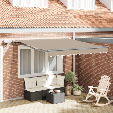 vidaXL Μηχανική Ανασυρόμενη Τέντα με LED Μπεζ 300x250 cm
