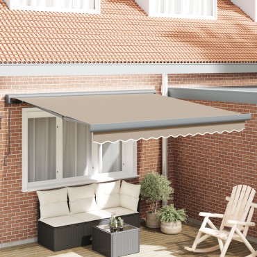 vidaXL Χειροκίνητη Ανασυρόμενη Τέντα Μπεζ 300x250 εκ