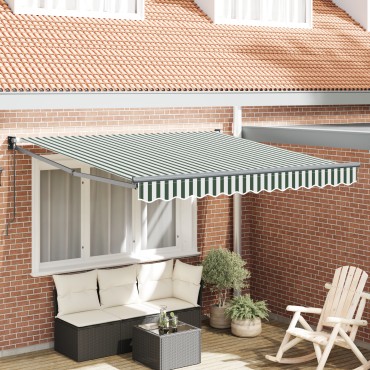 vidaXL Ανασυρόμενη Τέντα Πράσινη και Λευκή 300x250 cm