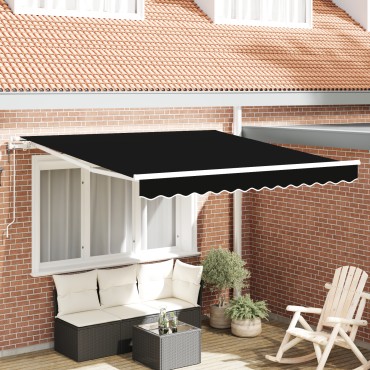 vidaXL Αυτόματη Ανασυρόμενη Τέντα Μαύρη 350x250 εκ.