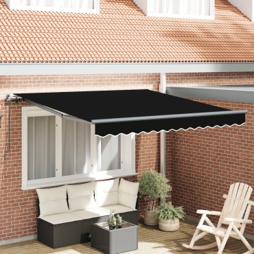 vidaXL Χειροκίνητη Ανασυρόμενη Τέντα Μαύρη 350x250 εκ.