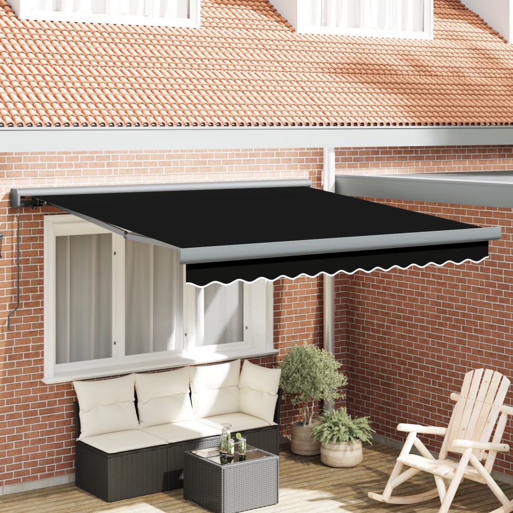 vidaXL Χειροκίνητη Ανασυρόμενη Τέντα Μαύρη 350x250 cm