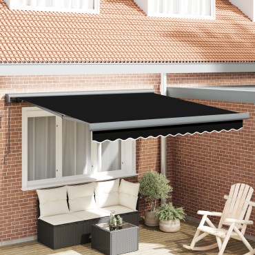 vidaXL Χειροκίνητη Ανασυρόμενη Τέντα Μαύρη 350x250 cm