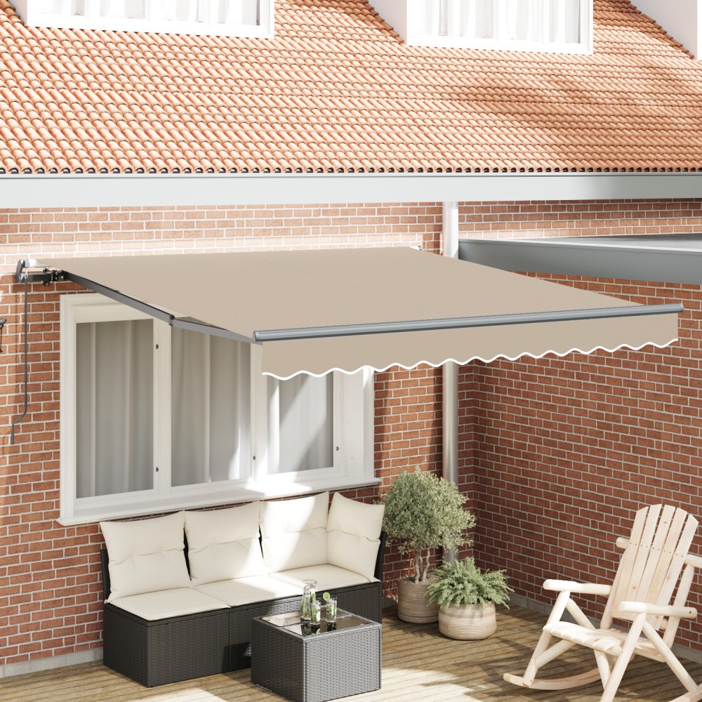 vidaXL Χειροκίνητη Ανασυρόμενη Τέντα Μπεζ 350x250 εκ