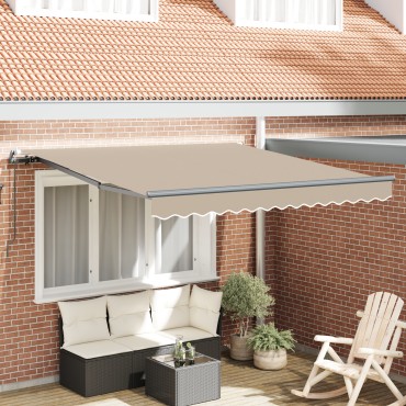 vidaXL Χειροκίνητη Ανασυρόμενη Τέντα Μπεζ 350x250 εκ
