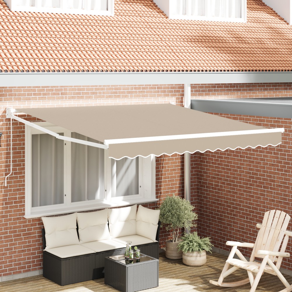 vidaXL Χειροκίνητη Ανασυρόμενη Τέντα Μπεζ 350x250 εκ.