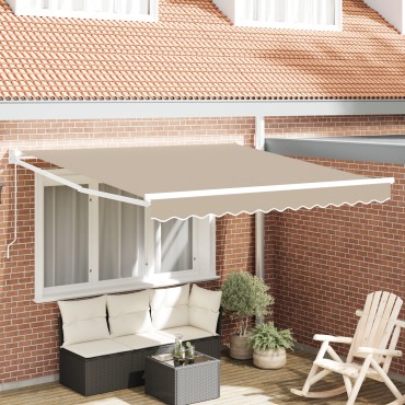 vidaXL Χειροκίνητη Ανασυρόμενη Τέντα Μπεζ 350x250 εκ.