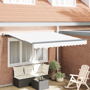 vidaXL Χειροκίνητη Ανασυρόμενη Τέντα Λευκή 350x250 cm
