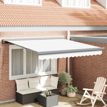 Χειροκίνητη ανασυρόμενη τέντα vidaXL Λευκή 350x250 cm, Ύφασμα αντικατάστασης τέντας vidaXL για πλαίσιο 3,5x2,5 m Λευκή