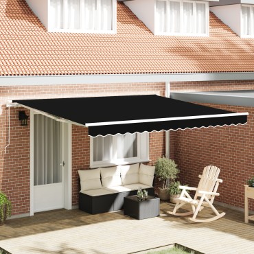 vidaXL Ανασυρόμενη τέντα Μαύρη 400x300 cm