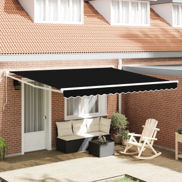 vidaXL Manual Retractable Awning Μαύρη 400x300 εκ.