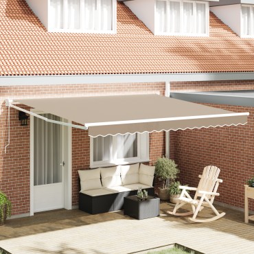 vidaXL Χειροκίνητη Ανασυρόμενη Τέντα Μπεζ 400x300 cm