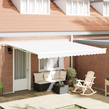vidaXL Χειροκίνητη Ανασυρόμενη Τέντα Λευκή 400x300 cm