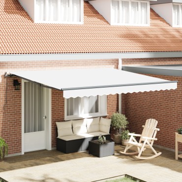 vidaXL Χειροκίνητη Ανασυρόμενη Τέντα Λευκή 400x300 cm