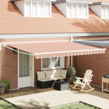 vidaXL Υποδοχή Ανασυρόμενης Τέντας Ριγέ 450x300 cm