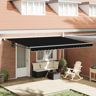 vidaXL Ανασυρόμενη Τέντα Μαύρη 450x300 cm