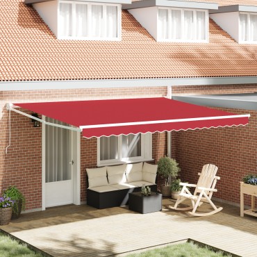 vidaXL Εγχειρίδιο Ανασυρόμενη Τέντα Κόκκινη 450x300 cm