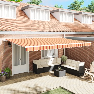 vidaXL Manual Retractable Awning της σε Πορτοκαλί και Κίτρινο 500x350 εκ.