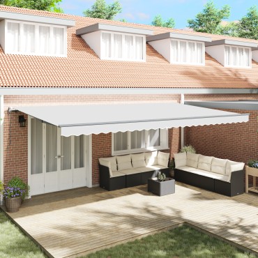 vidaXL Αυτόματη Ανασυρόμενη Τέντα Λευκή 600x300 cm