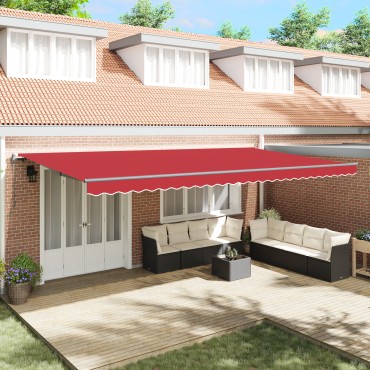 vidaXL Αυτόματη Ανασυρόμενη Τέντα Κόκκινη 600x300 cm