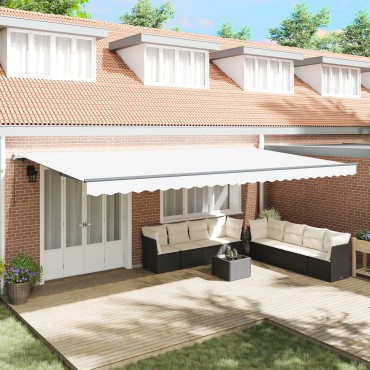 vidaXL Χειροκίνητη Ανασυρόμενη Τέντα Λευκή 600x350 cm