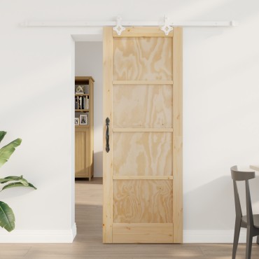 vidaXL Συρόμενη Πόρτα με Σετ Υλικών 73.5x198.5 εκ. Συμπαγές Ξύλο Πεύκου